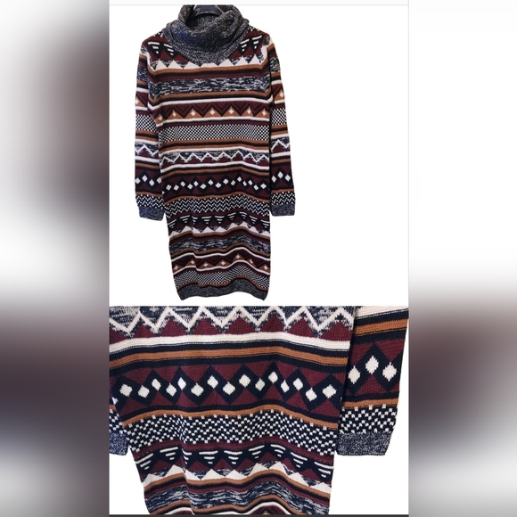 NWOT Rapture preppy cottagecore long-sleeve knitted turtle Neck sweater dress - Picture 4 of 4